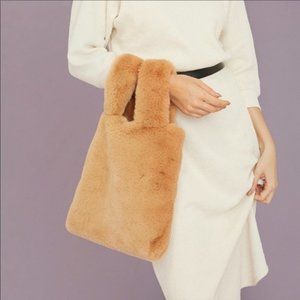 Unhide Lil Fluffy Faux Fur Bag - Camel - NWT